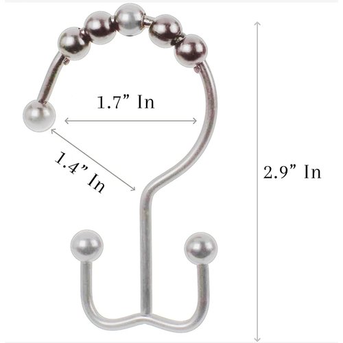 2 Lb. Depot Shower Curtain Ring - Set of 12 Easy Glide Rollers with Polished Chrome Finish - Stainless Steel Shower Hooks for Straight and Curved Rods - Decorative and Durable for Any Bathroom