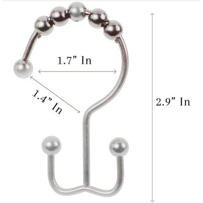 2 Lb. Depot Shower Curtain Ring - Set of 12 Easy Glide Rollers with Polished Chrome Finish - Stainless Steel Shower Hooks for Straight and Curved Rods - Decorative and Durable for Any Bathroom