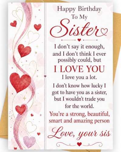 Birthday Card for Sister D Style - Happy Birthday Greetings with Envelope