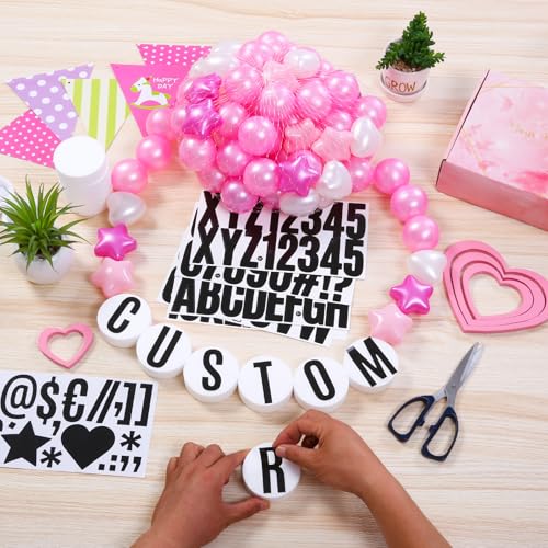 Pearl Pink Purple Friendship Bracelet Banner Christmas Party Decor - DIY 109 Pcs