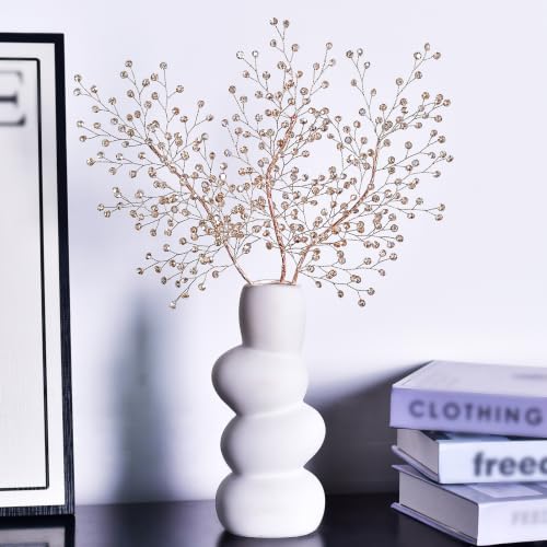 Champagne Crystal Glitter Berry Stem Ornaments for Christmas Tree & Vase Fillers - 1 Pack