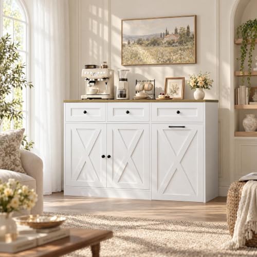 HOSTACK 13 Gallon Kitchen Trash Can Cabinet White - Space-Saving Garbage Storage