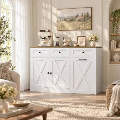 HOSTACK 13 Gallon Kitchen Trash Can Cabinet White - Space-Saving Garbage Storage
