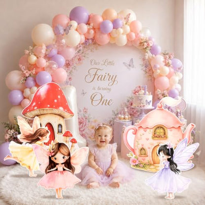Fairy Cardboard Cutouts for Birthday Party Decorations - 5 Pieces Large Fairy Set