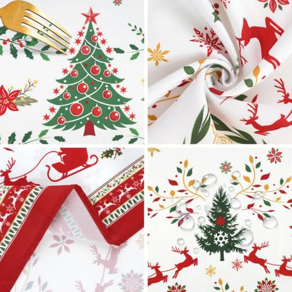 Christmas Elements Waterproof Rectangle Tablecloth 60 x 84 Inch - Holiday Decor