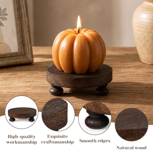 Wood Riser for Display Stand - Round Elevated Wooden Platform, Brown