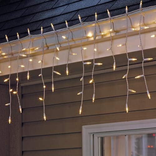 100 Count Warm White Icicle Christmas Lights - Waterproof & Connectable Outdoor String Lights