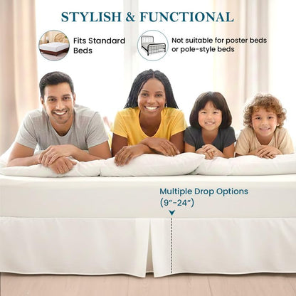 Twin Egyptian Cotton Dust Ruffle Bed Skirt - 14 Inch Drop, Split Corners, White - Variation Twin / 01 White