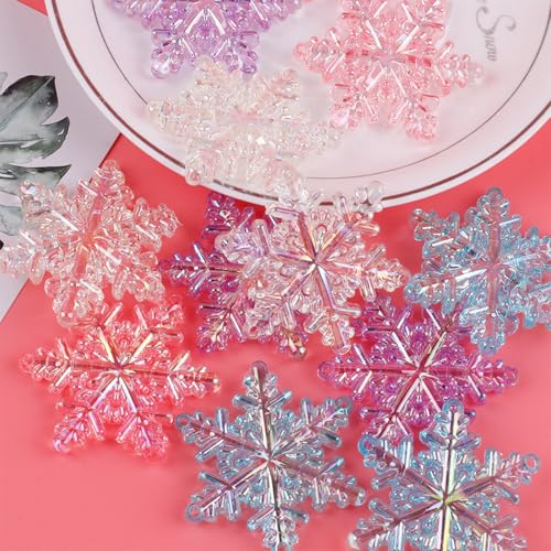 Blue Acrylic Snowflake Ornaments - 20pcs 1.7 Inch Christmas DIY Decorations