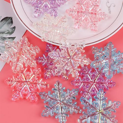 Blue Acrylic Snowflake Ornaments - 20pcs 1.7 Inch Christmas DIY Decorations