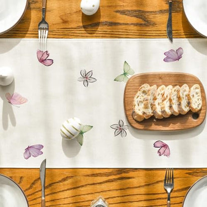 Easter Bunny Floral Table Runner 13x72 Inch for Spring Holiday Decor