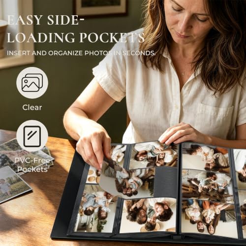 Large Green Photo Album 4x6 Faux Leather Holds 600 Pictures - Variation of 600 Pockets