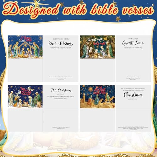 Religious Christmas Cards Bulk Pack - Nativity Scene Christian Greeting Cards