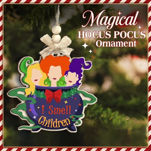 Hocus Pocus Wooden Christmas Ornament - Witch Quote & Spooky Holiday Decor