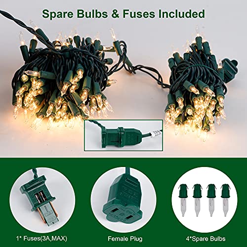 Clear Warm White Christmas String Lights - 150 Count 29ft Connectable Indoor Outdoor Decor