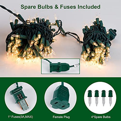 Clear Warm White Christmas String Lights - 150 Count 29ft Connectable Indoor Outdoor Decor