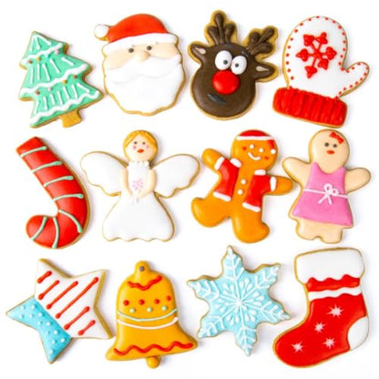 Christmas Cookie Cutter Set - 12 Stainless Steel Shapes for Baking & Decorating