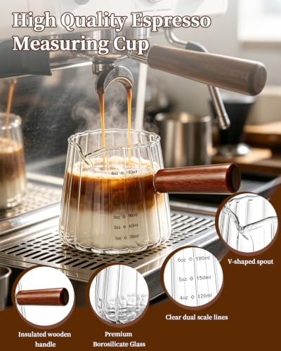 2-Piece Espresso Cup Set with Gold Spoons, 6 oz Glass Coffee Cups