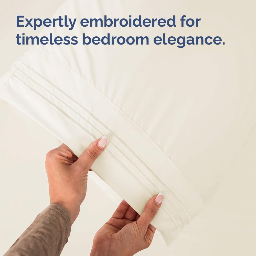 Skiennix King Standard Pillow Cases Set of 2 | Soft Hotel Quality, Fade-Free & Wrinkle Resistant - Off White