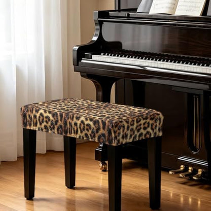 Rectangular Leopard Print Bench Cover with Bottom Ties - S (16x26x4in)
