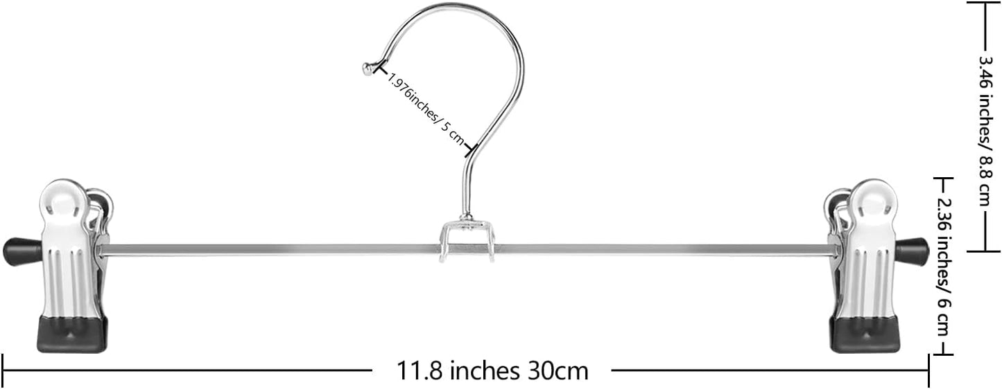 Northern Brothers Pants Hangers - 12 Pack Adjustable Metal Clips for Skirts & Trousers | Ideal for All Ages