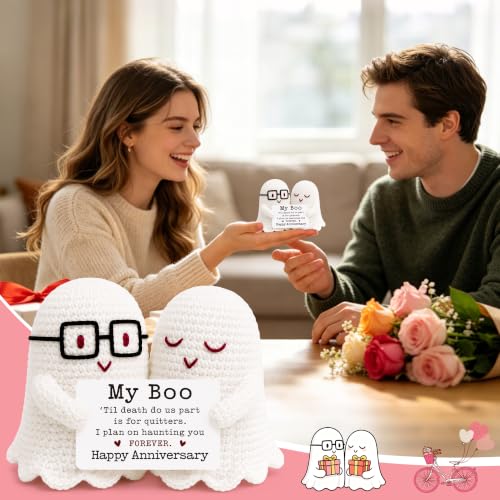 Funny Crochet Ghost Gift for Anniversary Couple - Handmade Humor Gift for Men Women