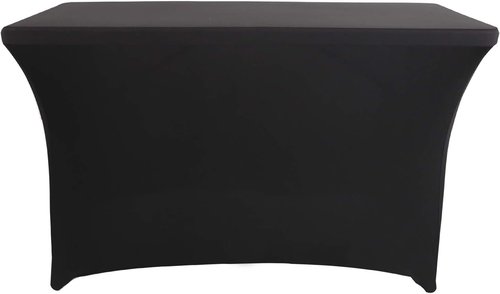 LZY Spandex Fitted Stretch Table Cover - Rectangular Cocktail Tablecloth for 4ft, 6ft, 8ft Tables | Black