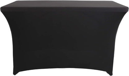LZY Spandex Fitted Stretch Table Cover - Rectangular Cocktail Tablecloth for 4ft, 6ft, 8ft Tables | Black
