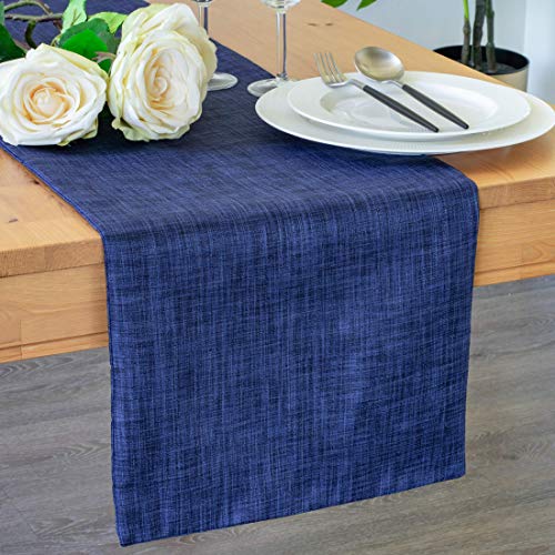 Dark Blue 13x120 Inch Table Runner Fabric Lined for Dining & Wedding Decor - The White Petals