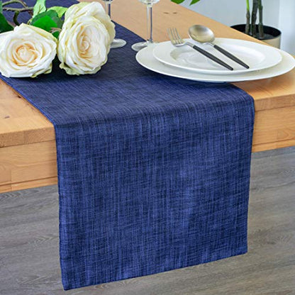 Dark Blue 13x120 Inch Table Runner Fabric Lined for Dining & Wedding Decor - The White Petals