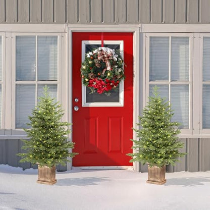 Artificial Christmas Tree 4FT Potted with 100 LED Lights - Natural Green
