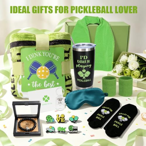 Pickleball Gifts Set for Men & Women - Tumbler, Blanket, Socks & More