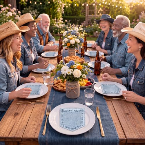 Western Cowboy Denim Style Baby Shower Napkins - 100 Pack