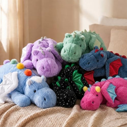 Giant Weighted Dragon Plush Toy - 35.4 Inch Black Green Cuddle Pillow