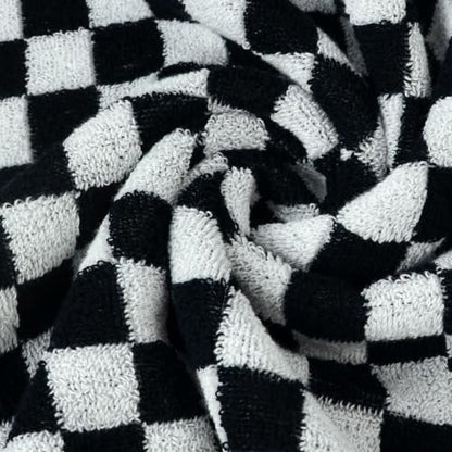 Checkered Hand Towels Set of 2 - Black & White Cotton 13 x 29" - Jacquotha