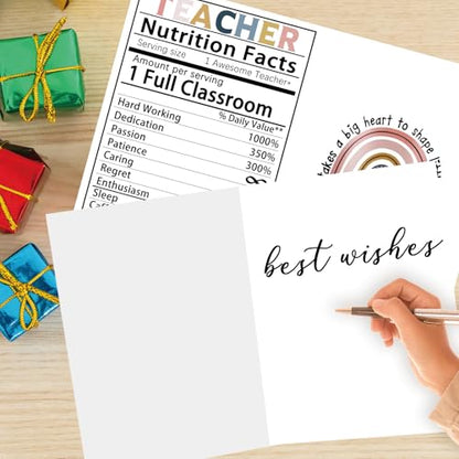 Teacher Appreciation Thank You Card with Envelope - Large 10.6x7.9 Inch - AS 143
