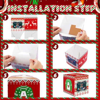 67 Pieces Ugly Sweater Voting Kit with Ballot Box Medals and Sashes for Christmas Party