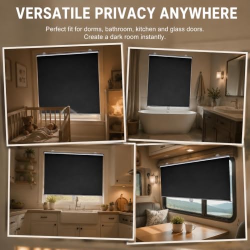 17 W x 42 H Blackout Roller Window Shades Cordless Thermal Insulated UV Blocker