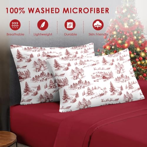 WeCozy Queen Christmas Comforter Set with Sheets - Vintage Holiday 7 Piece Winter Bedding