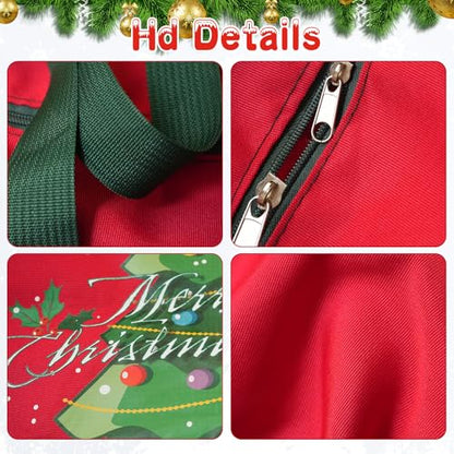 Christmas Tree Storage Bag 4FT with 3 Ornament Bags - Red for 3-4.5ft Tree