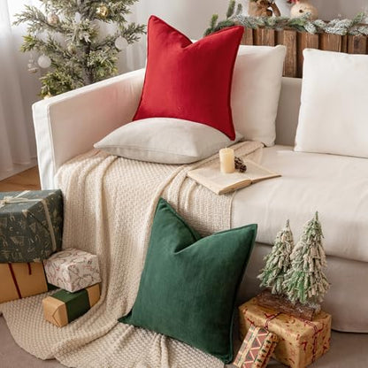 MIULEE Red Christmas Pillow Covers 22x22 Inch Pack of 2 Chenille Shams