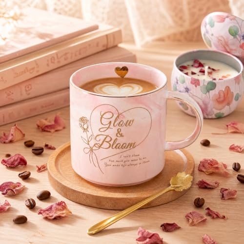 Pink Flower Blanket Gift Set for Women - Self Care Basket with Mug Candle Towel