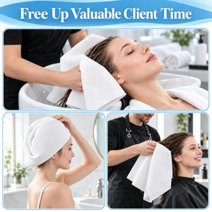 Disposable Hair Towels 100 Pack - Thick Pearl Textured Bath & Spa Towels