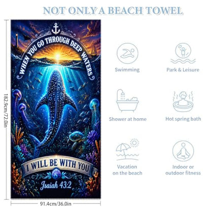 Whale Shark Ocean Beach Towel - Large 36x72 Inch Absorbent Quick-Dry Microfiber