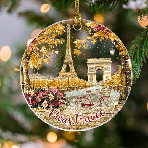 Paris Christmas Acrylic Ornament - Eiffel Tower & Arc de Triomphe, Holiday Decor, Gift for Travelers - Variation of Paris Ornament