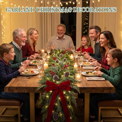 9FT Realistic Cedar Garland Christmas Decor for Mantle & Home