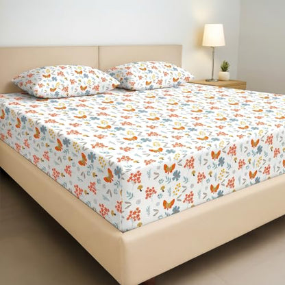 Egyptian Cotton Fitted Sheet Set - Rain Forest Pattern, Olympic Queen, 16" Deep Pockets