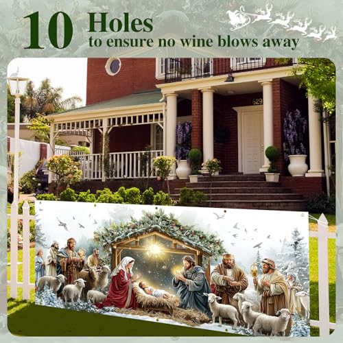 Wesiti 16 x 7 ft Christmas Nativity Garage Door Cover - Outdoor Holiday Decor