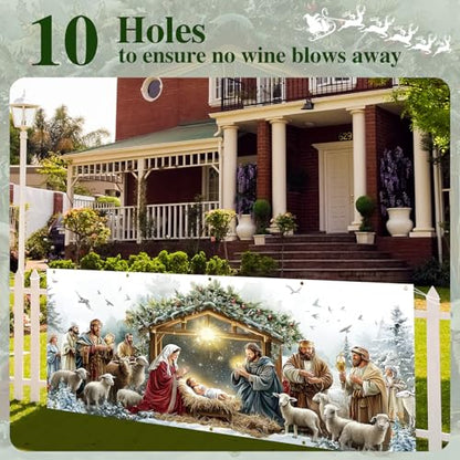 Wesiti 16 x 7 ft Christmas Nativity Garage Door Cover - Outdoor Holiday Decor