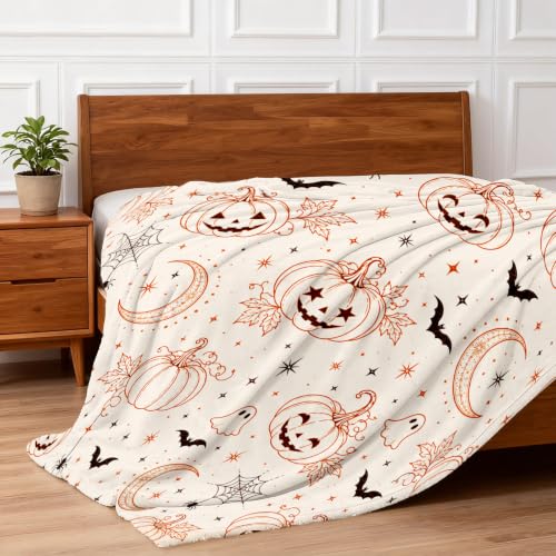 Halloween Fuzzy Blanket - Pumpkin Spooky Throw for Adults & Kids, 40x60 Inches (Halloween7)